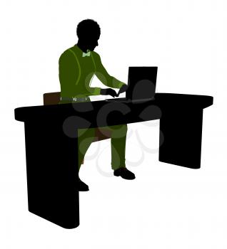 Royalty Free Clipart Image of a Man at a Desk