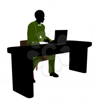 Royalty Free Clipart Image of a Man at a Desk