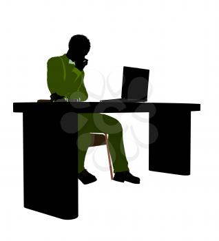 Royalty Free Clipart Image of a Man at a Desk