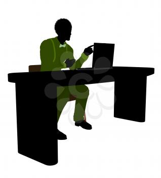 Royalty Free Clipart Image of a Man at a Desk