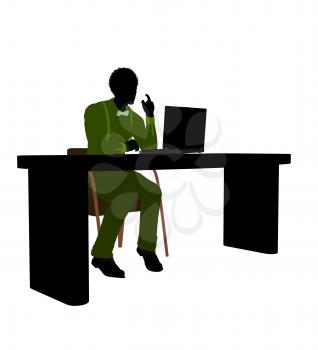 Royalty Free Clipart Image of a Man at a Desk