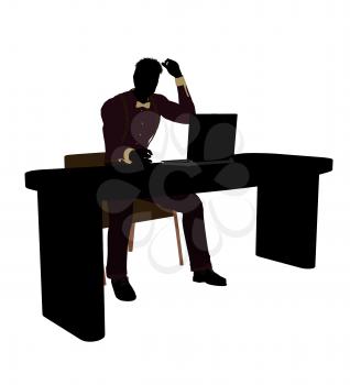 Royalty Free Clipart Image of a Man at a Desk