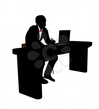 Royalty Free Clipart Image of a Man at a Desk