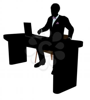 Royalty Free Clipart Image of a Man at a Desk