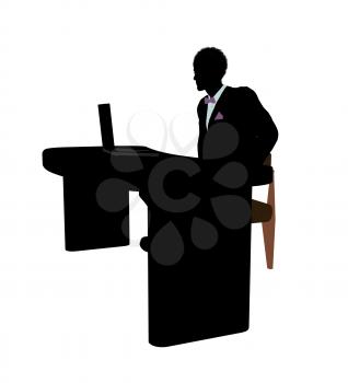 Royalty Free Clipart Image of a Man at a Desk