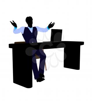 Royalty Free Clipart Image of a Man at a Desk