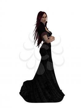 Royalty Free Clipart Image of a Woman in a Gown