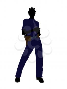 Royalty Free Clipart Image of a Woman in a Police Uniform