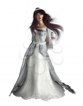 Royalty Free Clipart Image of a Woman in a White Gown