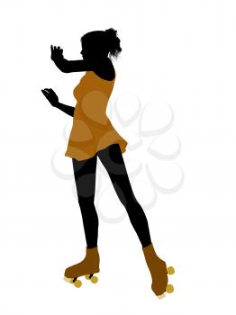 Royalty Free Clipart Image of a Female Roller Skater