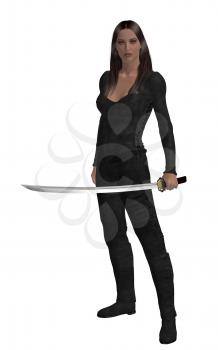 Woman standing holding a sword