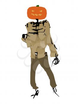 Royalty Free Clipart Image of a Scary Pumpkin Man