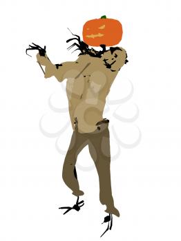 Royalty Free Clipart Image of a Scary Pumpkin Man