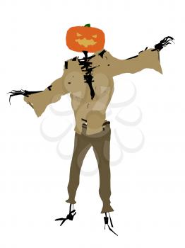 Royalty Free Clipart Image of a Scary Pumpkin Man