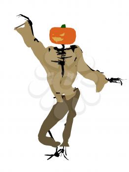 Royalty Free Clipart Image of a Scary Pumpkin Man