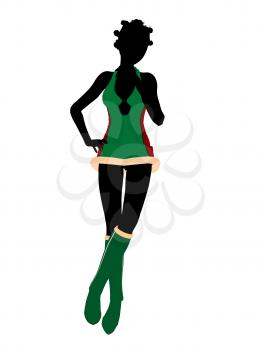 Royalty Free Clipart Image of a Woman in a Christmas Costume