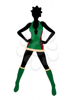 Royalty Free Clipart Image of a Woman in a Christmas Costume