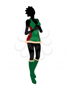 Royalty Free Clipart Image of a Woman in a Christmas Costume