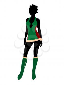 Royalty Free Clipart Image of a Woman in a Christmas Costume