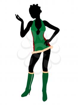 Royalty Free Clipart Image of a Woman in a Christmas Costume