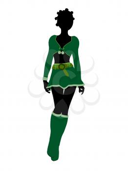 Royalty Free Clipart Image of a Woman in a Christmas Costume