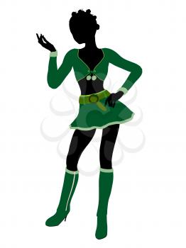 Royalty Free Clipart Image of a Woman in a Christmas Costume