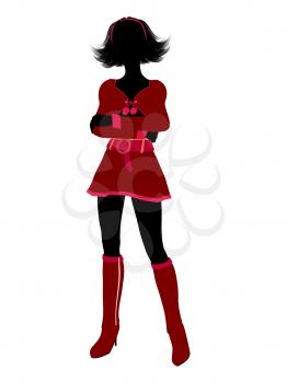 Royalty Free Clipart Image of a Girl in a Sexy Christmas Costume