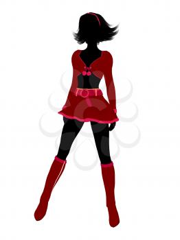 Royalty Free Clipart Image of a Girl in a Sexy Christmas Costume