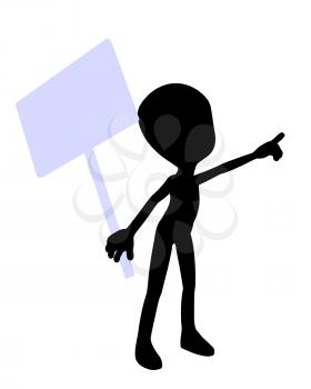 Royalty Free Clipart Image of a Strange Man With a Sign