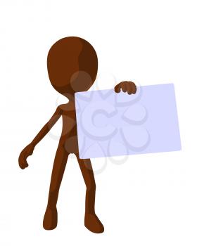 Royalty Free Clipart Image of a Brown Silhouette With a Sign
