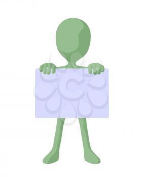 Royalty Free Clipart Image of a Green Silhouette With a Sign
