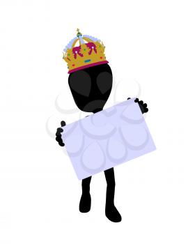 Royalty Free Clipart Image of a King Holding a Sign