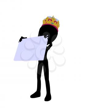 Royalty Free Clipart Image of a King Holding a Sign
