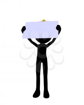 Royalty Free Clipart Image of a King Holding a Sign
