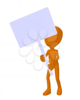 Royalty Free Clipart Image of an Orange Silhouette With a Sign
