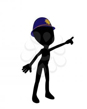 Royalty Free Clipart Image of a Cop Silhouette With a Sign
