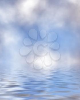 Royalty Free Clipart Image of a Water and Bokeh Background