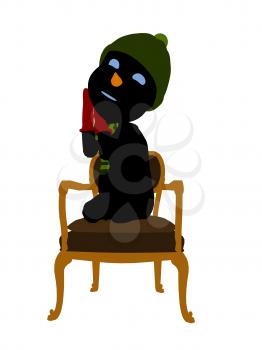 Royalty Free Clipart Image of a Snowman on a Chair