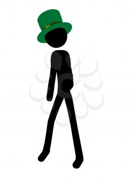 Royalty Free Clipart Image of a St. Patrick's Day Stick Figure