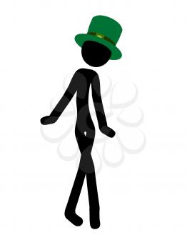 Royalty Free Clipart Image of a St. Patrick's Day Stick Figure