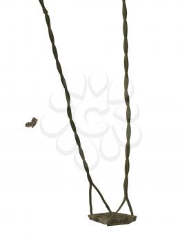 Royalty Free Clipart Image of a Butterfly and a Swing
