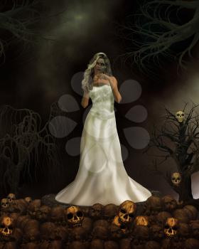 Royalty Free Clipart Image of a Bride