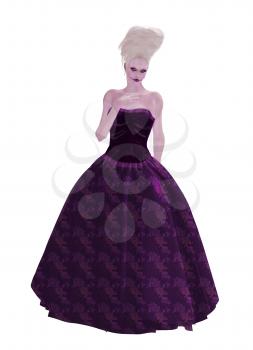 Royalty Free Clipart Image of a Woman in a Gown