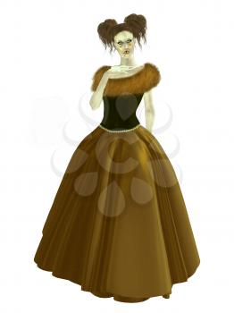 Royalty Free Clipart Image of a Woman in a Gown