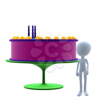 Royalty Free Clipart Image of a Man and a Birthday Cake