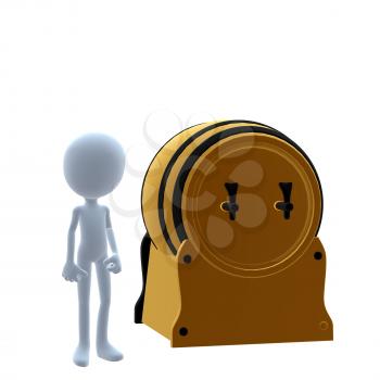 Royalty Free Clipart Image of a Beer Keg and a Guy