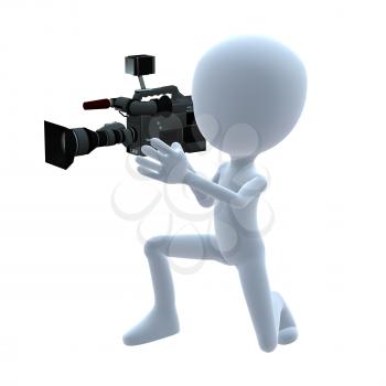 Royalty Free Clipart Image of a 3D Guy With a Camera