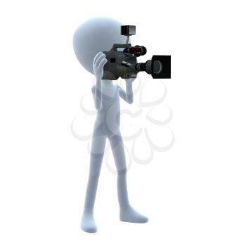 Royalty Free Clipart Image of a 3D Guy With a Camera