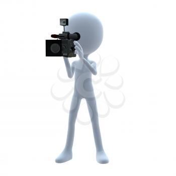 Royalty Free Clipart Image of a 3D Guy With a Camera