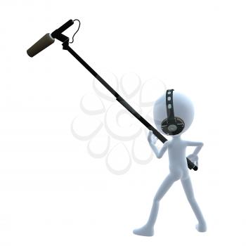 Royalty Free Clipart Image of a 3D Guy With a Microphone